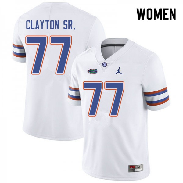 Jordan Brand Women #77 Antonneous Clayton Sr. Florida Gators College Football Jerseys White